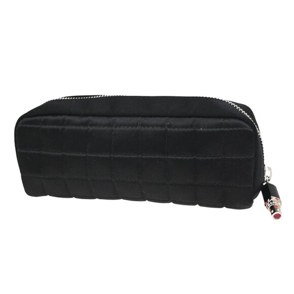 CHANEL CC Choco Bar Lipstick Charm Pouch Nylon Black Silver Italy 62RL202 - Picture 1 of 16